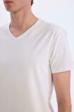 Slim Fit Dar Kesim V Yaka Basic Düz Üst