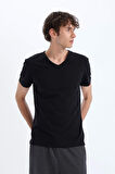 DeFacto Slim Fit Dar Kesim V Yaka Basic Düz Üst L4884AZ25SPBK81