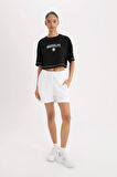 DeFactoFit NBA Brooklyn Nets Cropped Fit Bisiklet Yaka Kısa Kollu Tişört B9953AX25SMBK81