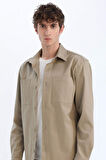 DeFacto Regular Fit Polo Yaka Gabardin Uzun Kollu Gömlek D6147AX25SPKH419