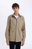 DeFacto Regular Fit Polo Yaka Gabardin Uzun Kollu Gömlek D6147AX25SPKH419