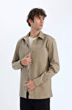 DeFacto Regular Fit Polo Yaka Gabardin Uzun Kollu Gömlek D6147AX25SPKH419
