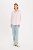 Oversize Fit Basic Düz Oxford Uzun Kollu Gömlek