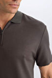 DeFacto Regular Fit Polo Yaka Yarım Fermuarlı Dokulu Kısa Kollu Tişört D7227AX25SPKH190