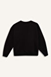 Kız Çocuk Yılbaşı Temalı Oversize Geniş Kalıp Bisiklet Yaka Pötikareli İçi Yumuşak Tüylü Kalın Sweatshirt Kumaşı Sweatshirt