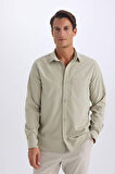 DeFacto Regular Fit Polo Yaka Basic Düz Gofre Uzun Kollu Gömlek D8713AX25SPKH492