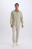 DeFacto Regular Fit Polo Yaka Basic Düz Gofre Uzun Kollu Gömlek D8713AX25SPKH492