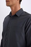 DeFacto Regular Fit Polo Yaka Basic Düz Gofre Uzun Kollu Gömlek D8713AX25SPAR15