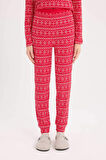 DeFacto Fall in Love Pijama Takımı Waffle Kumaş Uzun Kollu Üst Esnek Belli Uzun Alt D2284AX24WNRD59