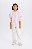 DeFacto Kız Çocuk Relax Fit Bisiklet Yaka Baskılı Sweatshirt D9078A825SPPN47