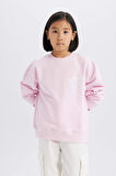DeFacto Kız Çocuk Relax Fit Bisiklet Yaka Baskılı Sweatshirt D9078A825SPPN47