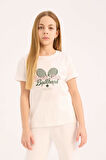 Kız Çocuk Regular Fit Bisiklet Yaka Anime Baskılı Kısa Kollu Tişört