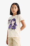 DeFacto Kız Çocuk Bisiklet Yaka Anime Baskılı Kısa Kollu Tişört E0350A825SMER233