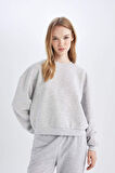 DeFacto Regular Fit Bisiklet Yaka Kalın Basic Düz Sweatshirt D6645AX24WNGR296