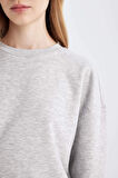 DeFacto Regular Fit Bisiklet Yaka Kalın Basic Düz Sweatshirt D6645AX24WNGR296