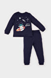 DeFacto Erkek Bebek Pijama Takımı Uzay Baskılı Uzun Kollu Üst Beli Lastikli Uzun Alt D9068A525SPNV256