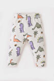 Erkek Bebek Pijama Takımı Dinazor Baskılı Uzun Kollu Üst Beli Lastikli Uzun Alt
