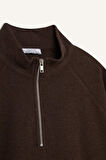 DeFacto Oversize Geniş Kalıp Basic Düz Kanguru Cepli Fermuarlı Polo Yaka Sweatshirt E0741AX24WNBN505