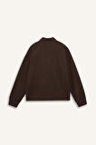 DeFacto Oversize Geniş Kalıp Basic Düz Kanguru Cepli Fermuarlı Polo Yaka Sweatshirt E0741AX24WNBN505