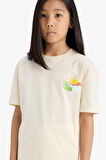 DeFacto Kız Çocuk Relax Fit Bisiklet Yaka Sırt Baskılı Kısa Kollu Tişört E0387A825SMER134