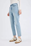 Mary Vintage Straight Fit Yüksek Bel Düz Paça Jean Kar Yıkamalı Pantolon