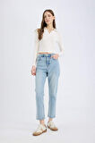 Mary Vintage Straight Fit Yüksek Bel Düz Paça Jean Kar Yıkamalı Pantolon