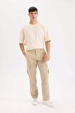 DeFacto Gabardin Pantolon Wide Leg Bol Rahat Kesim Kargo Cepli Düz Paça C9160AX24AUBG540