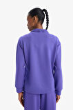 DeFactoFit Oversize Geniş Kalıp Yarım Fermuarlı Dik Yaka Modal Sporcu Sweatshirt D7126AX25SPPR273
