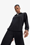 DeFactoFit Oversize Geniş Kalıp Yarım Fermuarlı Dik Yaka Modal Sporcu Sweatshirt D7126AX25SPBK81
