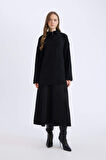 DeFacto Regular Fit Fermuarlı Dik Yaka Triko Kazak Tunik B0191AX24WNBK81