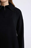 DeFacto Regular Fit Fermuarlı Dik Yaka Triko Kazak Tunik	 B0191AX24WNBK81