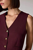 DeFacto x Sorbe Regular Fit V Yaka Düğmeli Blazer Yelek D9928AX24AUBR171