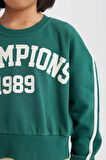 DeFacto Kız Çocuk Relax Fit Bisiklet Yaka Baskılı Sweatshirt D7442A825SPGN259