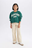 DeFacto Kız Çocuk Relax Fit Bisiklet Yaka Baskılı Sweatshirt D7442A825SPGN259