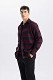 Regular Fit Polo Yaka Kareli Flanel Uzun Kollu Gömlek