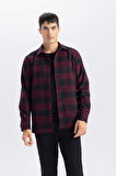 Regular Fit Polo Yaka Kareli Flanel Uzun Kollu Gömlek
