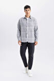 Regular Fit Polo Yaka Kareli Flanel Uzun Kollu Gömlek