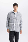 Regular Fit Polo Yaka Kareli Flanel Uzun Kollu Gömlek