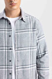 Regular Fit Polo Yaka Kareli Flanel Uzun Kollu Gömlek