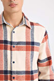 Regular Fit Polo Yaka Kareli Flanel Uzun Kollu Gömlek