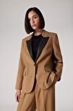 DeFacto x Sorbe Oversize Geniş Kalıp Ceket Yaka Suni Deri Detaylı Düğmeli Blazer Ceket D9887AX24AUKH516