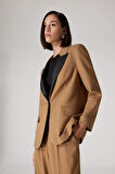 DeFacto x Sorbe Oversize Geniş Kalıp Ceket Yaka Suni Deri Detaylı Düğmeli Blazer Ceket D9887AX24AUKH516