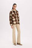 DeFacto Oversize Geniş Kalıp Kareli Flanel Uzun Kollu Gömlek E0572AX24WNBN333