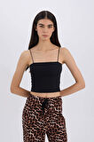 DeFacto İnce Askılı Crop Pamuklu Siyah İç Atlet-Fall in Love Y2249AZ25SPBK81