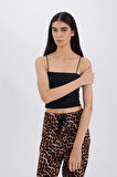 DeFacto İnce Askılı Crop Pamuklu Siyah İç Atlet-Fall in Love Y2249AZ25SPBK81