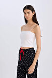 DeFacto İnce Askılı Crop Pamuklu Beyaz İç Atlet-Fall in Love Y2249AZ25SPWT34
