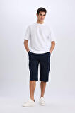 Slim Fit Dar Kesim Kargo Cepli Basic Düz Kapri Şort