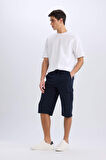 Slim Fit Dar Kesim Kargo Cepli Basic Düz Kapri Şort