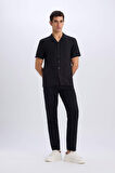 DeFacto Yazlık Beli Lastikli Jogger Pantolon Slim Fit Dar Kesim Düz Paça Pamuklu Cepli D2671AX25SMBK81