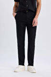 DeFacto Yazlık Beli Lastikli Jogger Pantolon Slim Fit Dar Kesim Düz Paça Pamuklu Cepli D2671AX25SMBK81